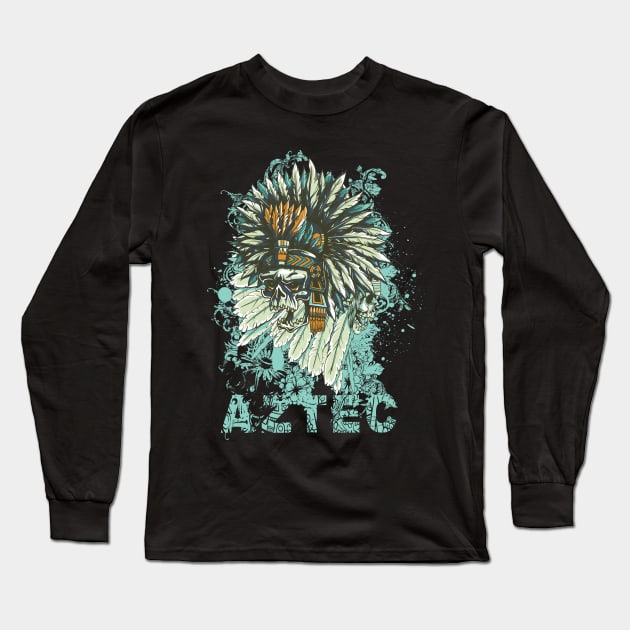 Aztec Warrior Long Sleeve T-Shirt by Corialis